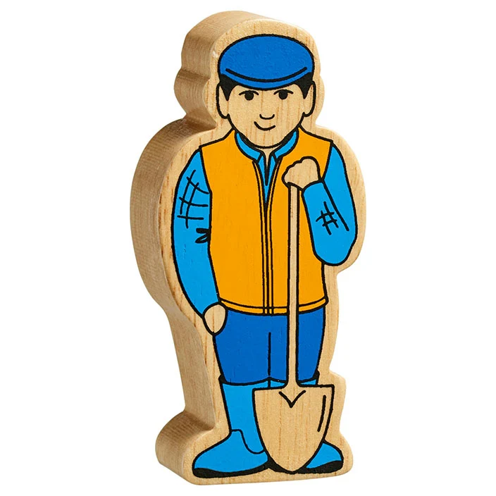 Lanka Kade Wooden Blue and Yellow Farm Man Toy